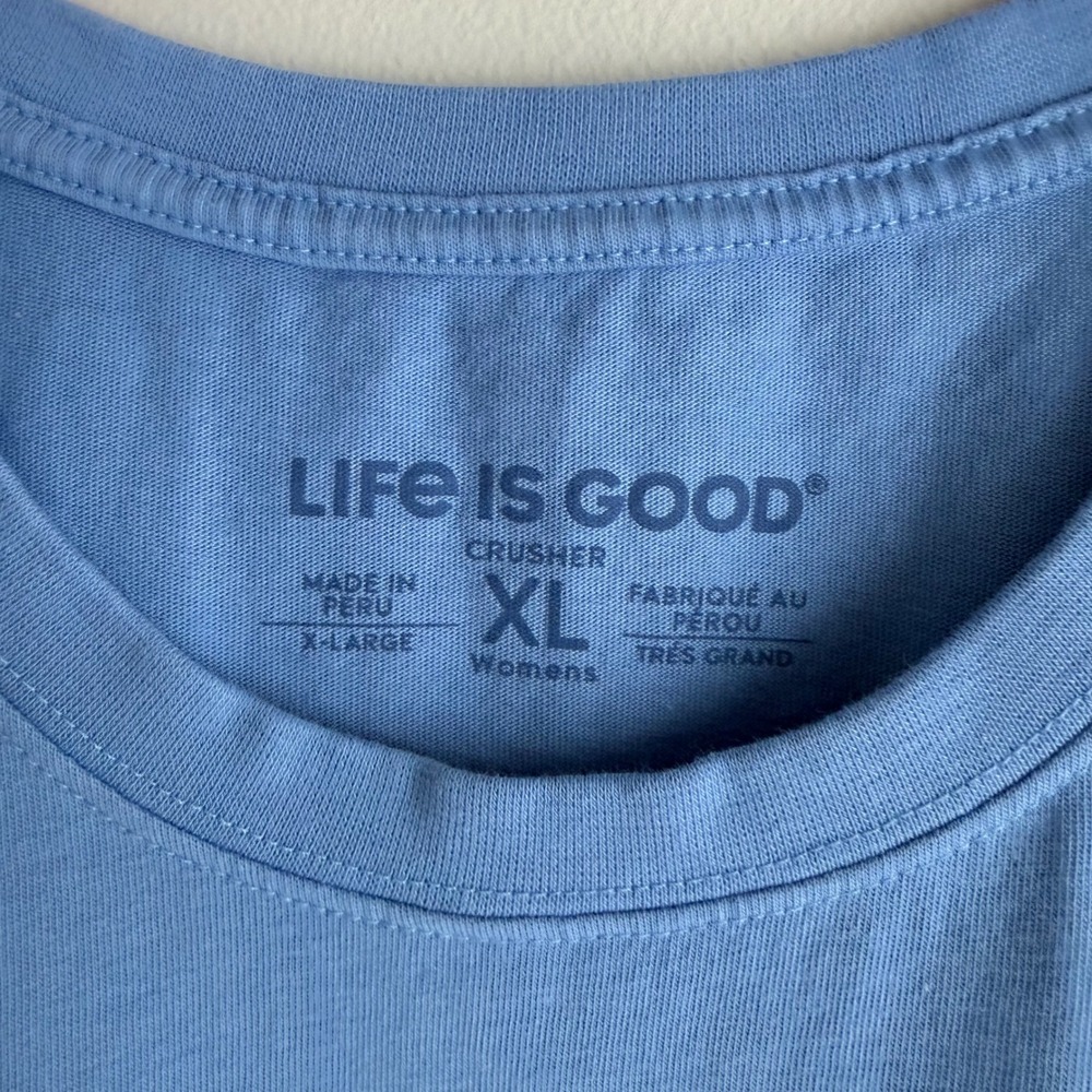 LIFE IS GOOD Blue Waveheart Ladies Casual Crusher Tee, XL - Picture 3 of 7